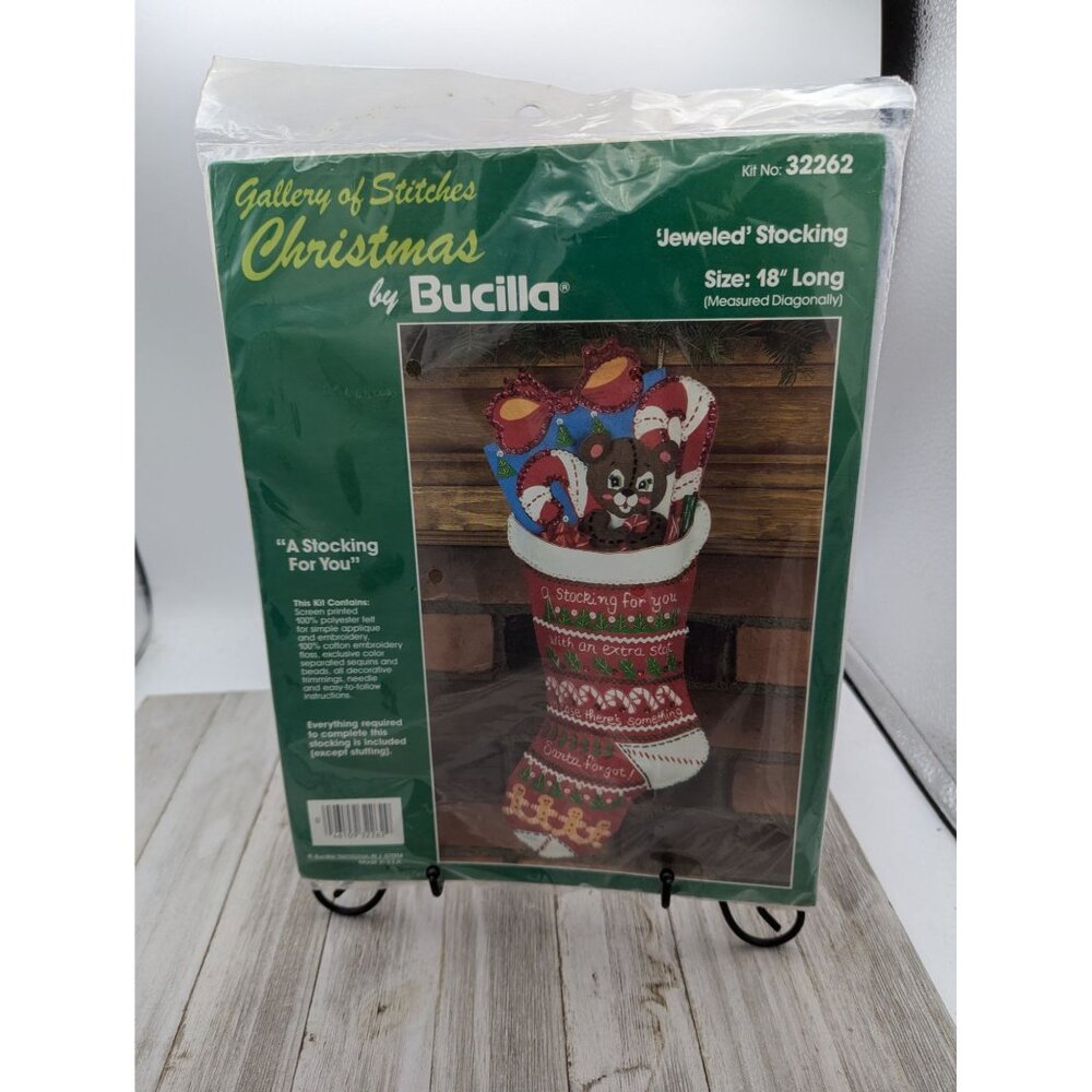 Bucilla Gallery Of Stitches Christmas Jeweled Stocking Kit #32262  18" Long